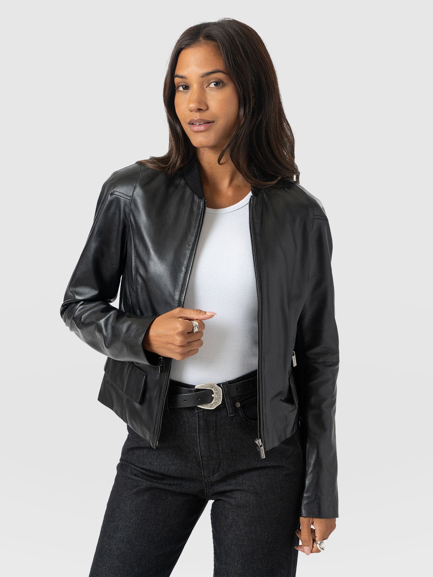 Blane Leather Jacket Black - Women's Leather Jackets | Saint + Sofia® EU